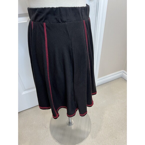Hot Topic Black Mini Skater Skirt Red Stitching Pockets L Gothic Grunge Emo - Picture 4 of 10